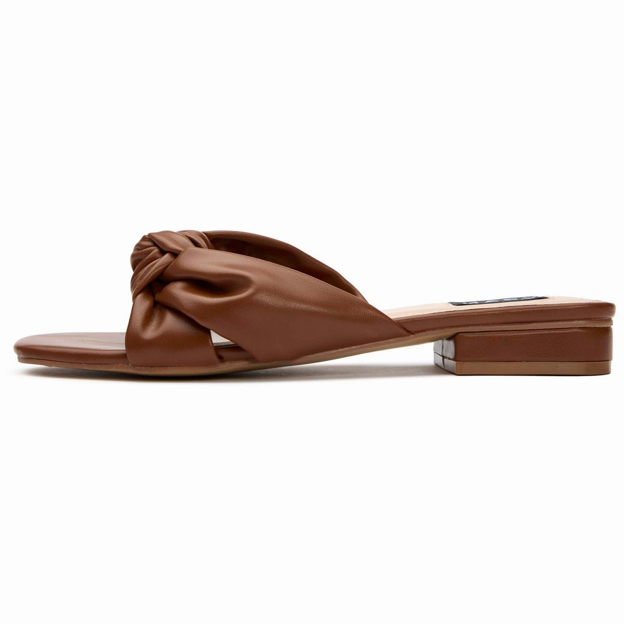 Salsify Women's Vegan Leather Knot Slide Sandals | Tan