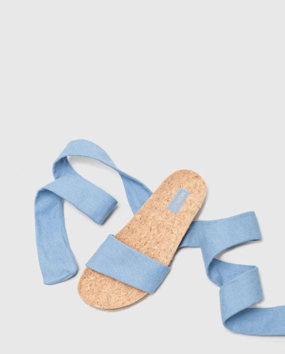 Sand Vegan Ankle Tie Sandals | Blue