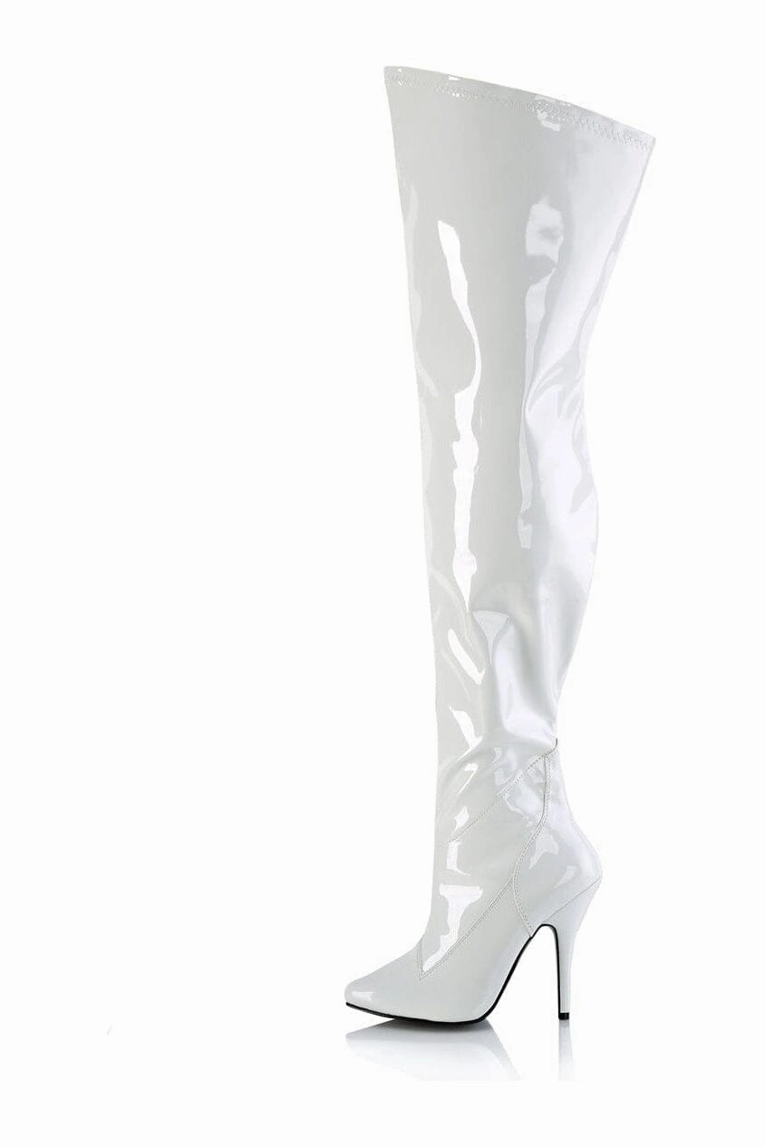 SEDUCE-3000WC White Patent Thigh Boot