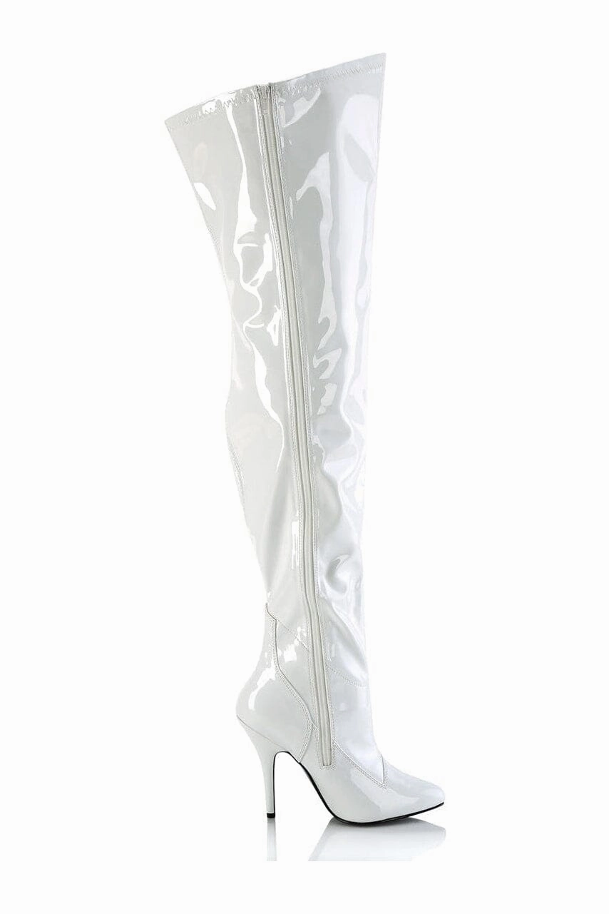 SEDUCE-3000WC White Patent Thigh Boot