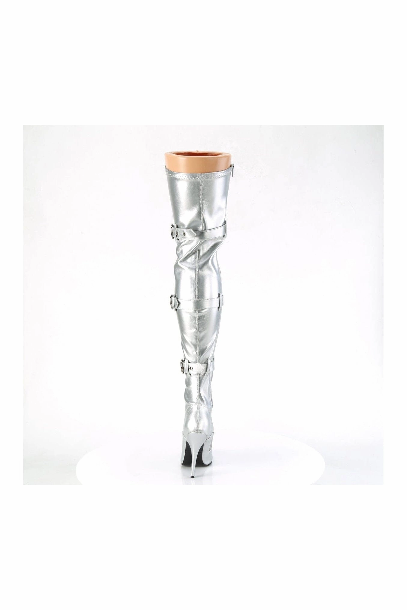 SEDUCE-3028 Silver Patent Thigh Boot