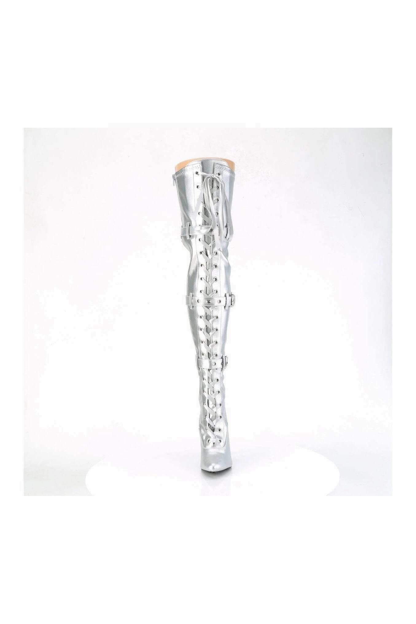 SEDUCE-3028 Silver Patent Thigh Boot