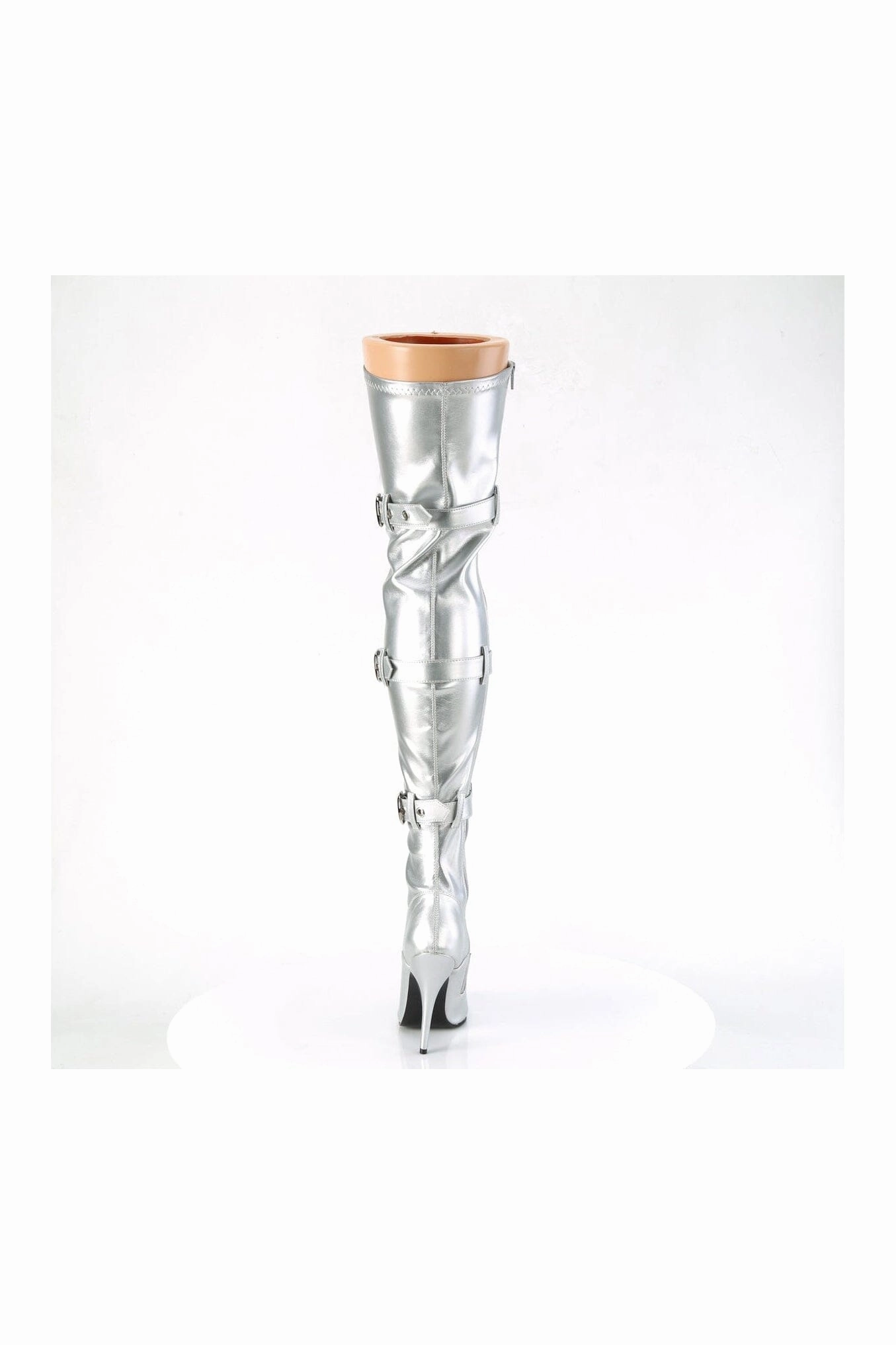 SEDUCE-3028 Silver Patent Thigh Boot