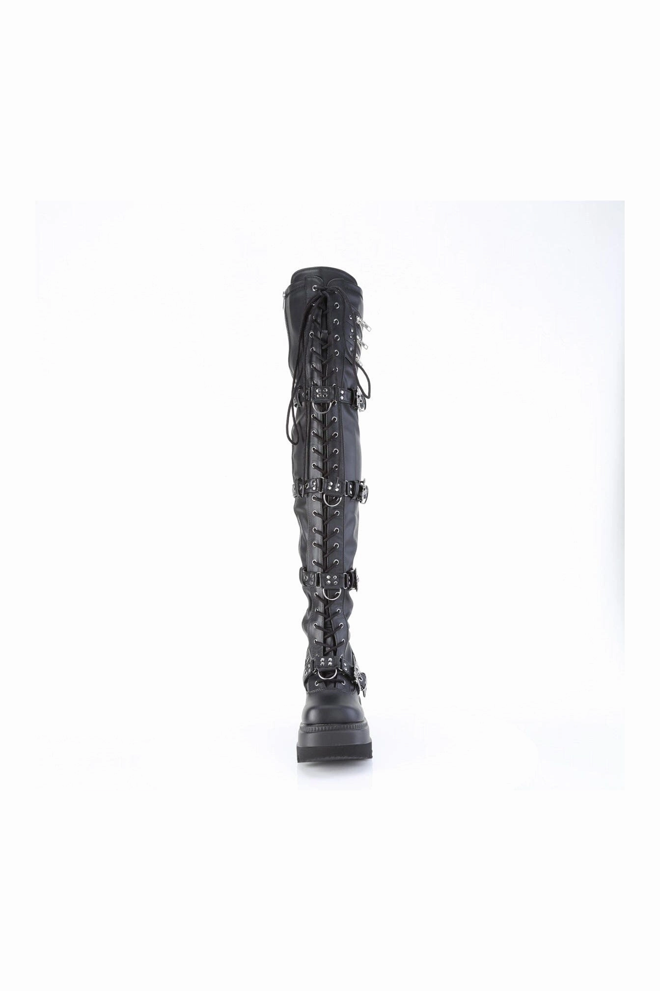 SHAKER-420 Black Vegan Leather Thigh Boot