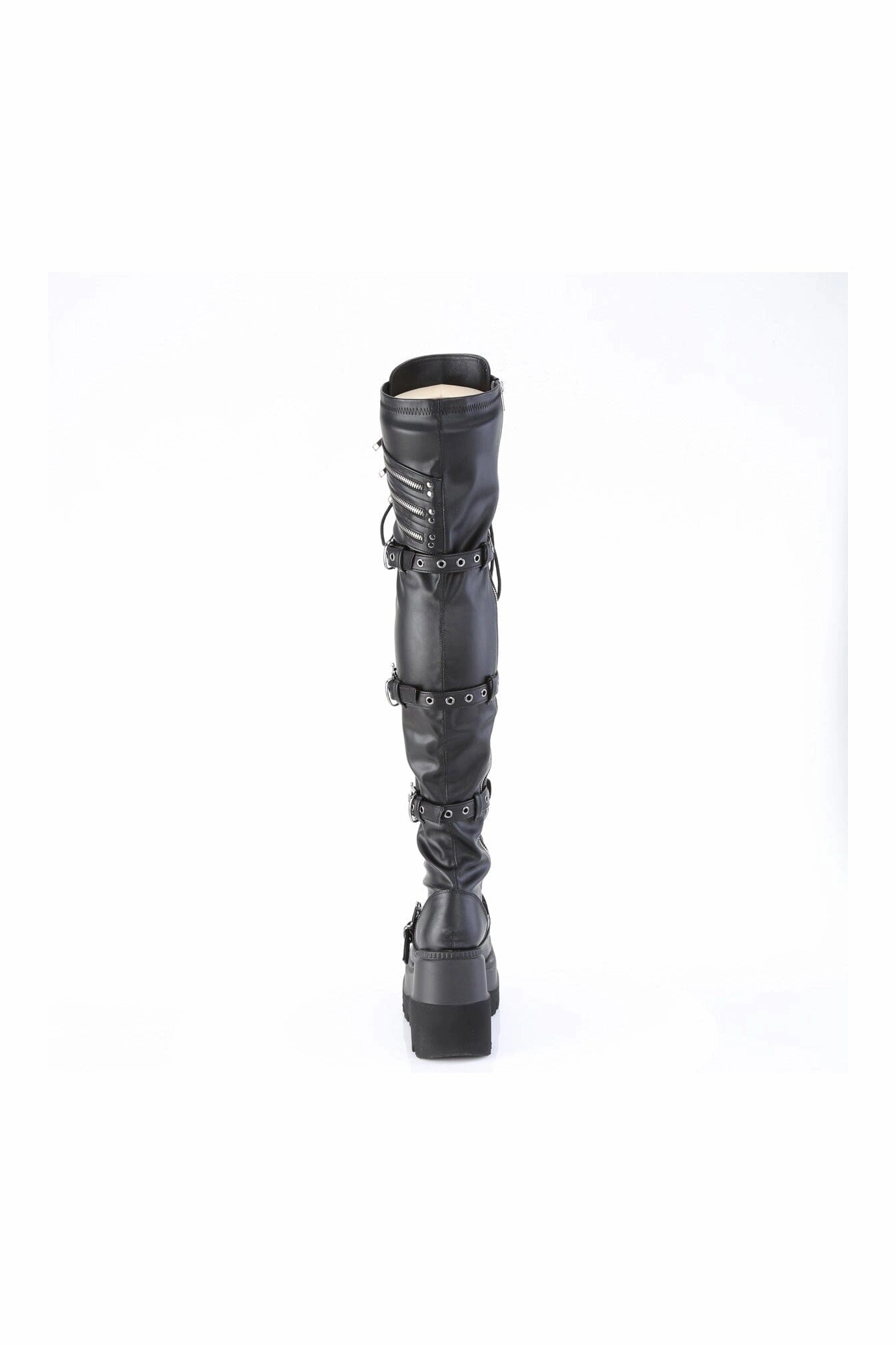 SHAKER-420 Black Vegan Leather Thigh Boot