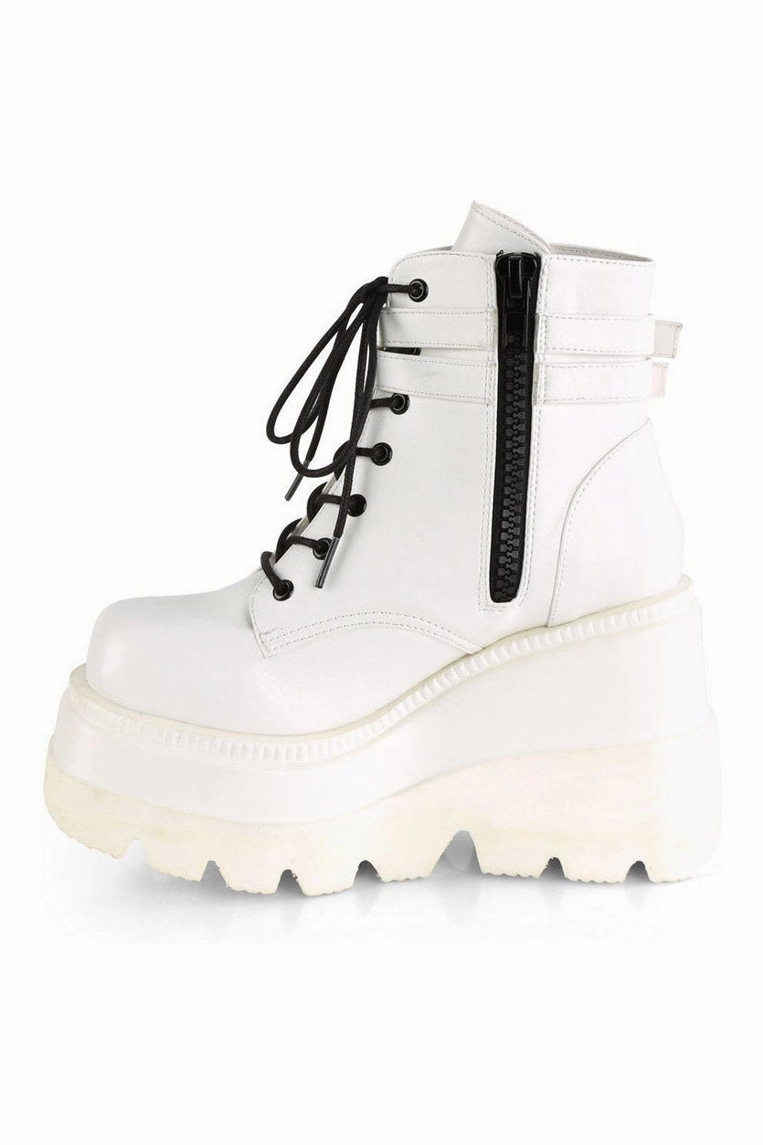 SHAKER-52 Ankle Boot | White Faux Leather