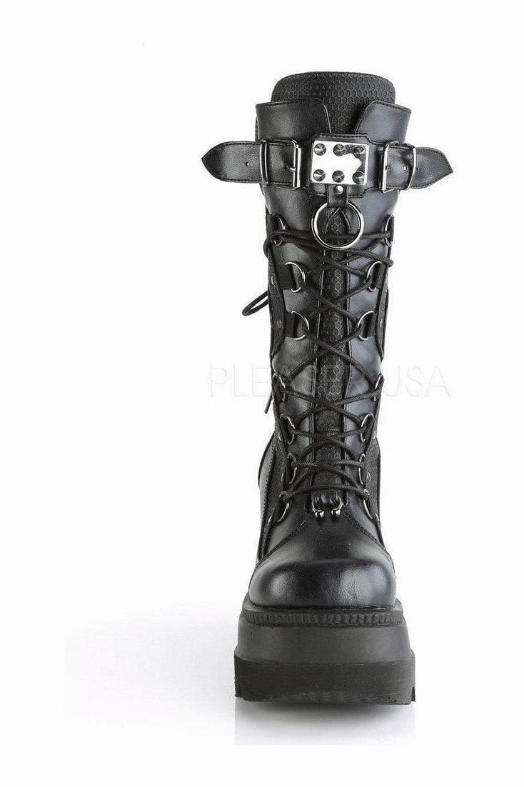 SHAKER-70 Combat Boot | Black Faux Leather