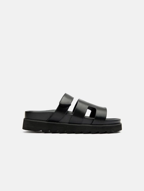 Shea Women's Vegan Leather Slide Sandals | Black