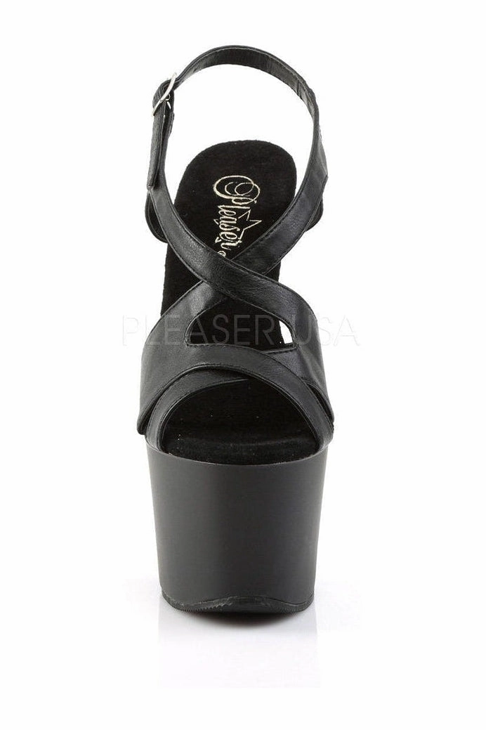 SKY-330 Platform Sandal  | Black Faux Leather