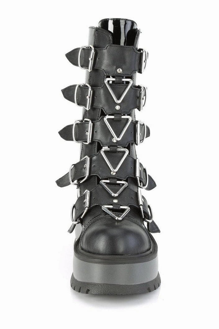 SLACKER-160 Knee Boot | Black Faux Leather