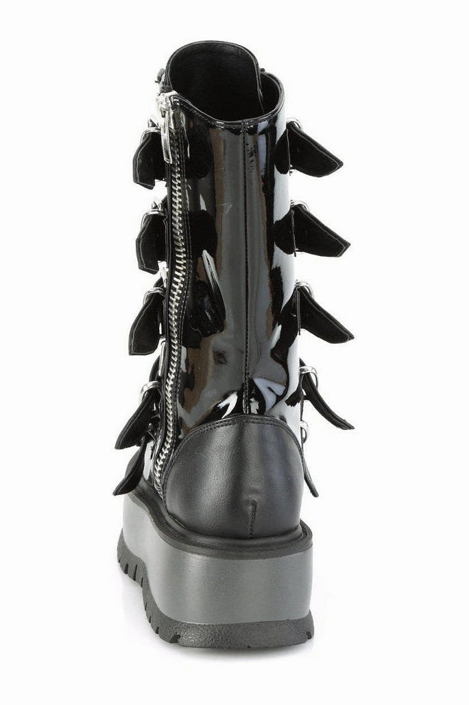 SLACKER-160 Knee Boot | Black Faux Leather