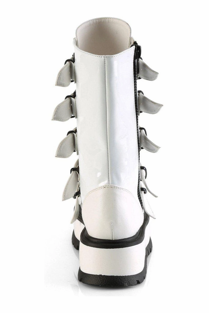 SLACKER-160 Knee Boot | White Patent