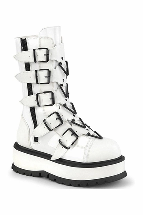 SLACKER-160 Knee Boot | White Patent