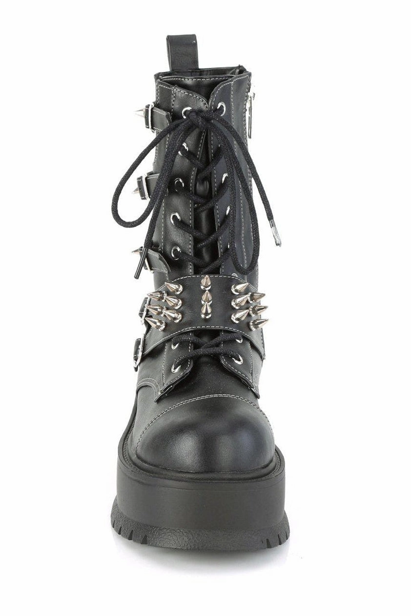 SLACKER-165 Knee Boot | Black Faux Leather