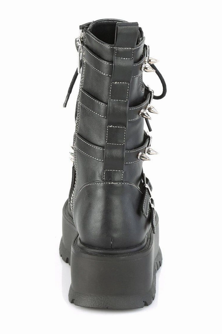 SLACKER-165 Knee Boot | Black Faux Leather