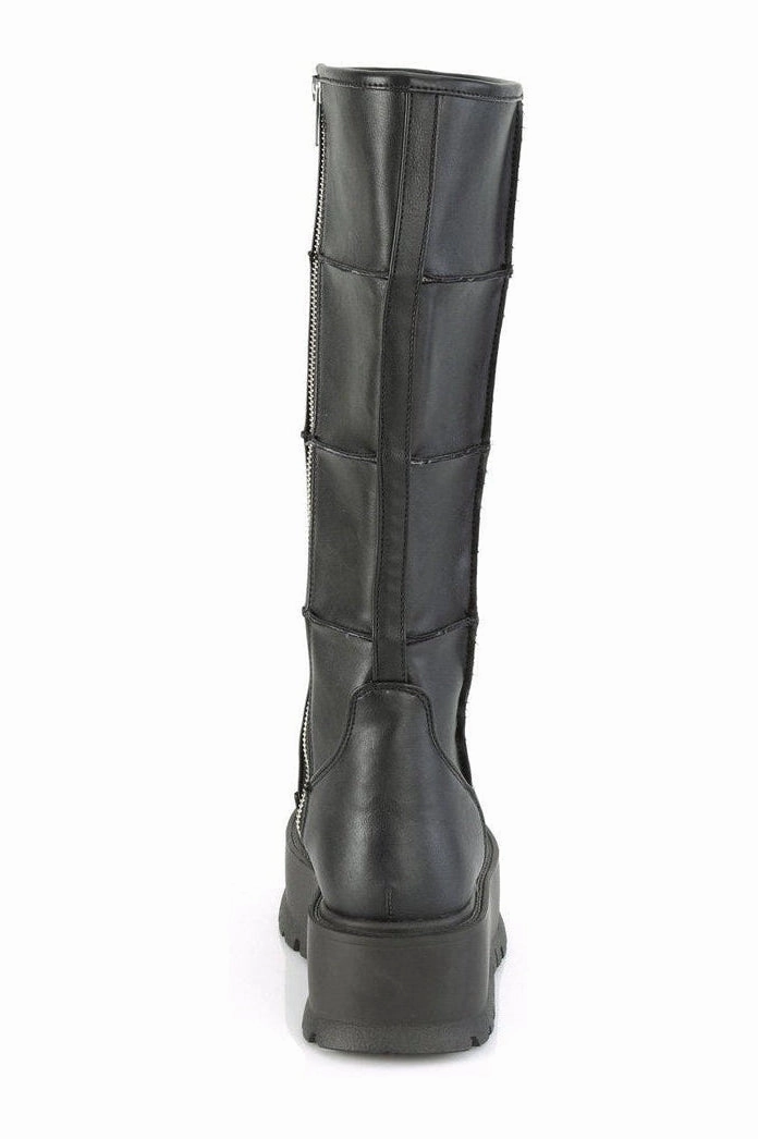 SLACKER-230 Knee Boot | Black Faux Leather
