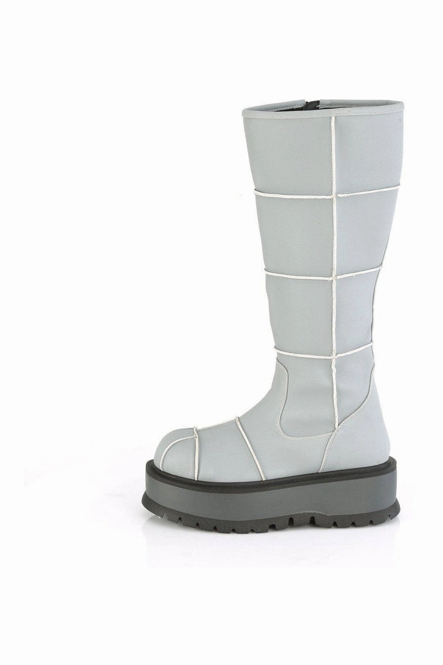 SLACKER-230 Knee Boot | Grey Faux Leather