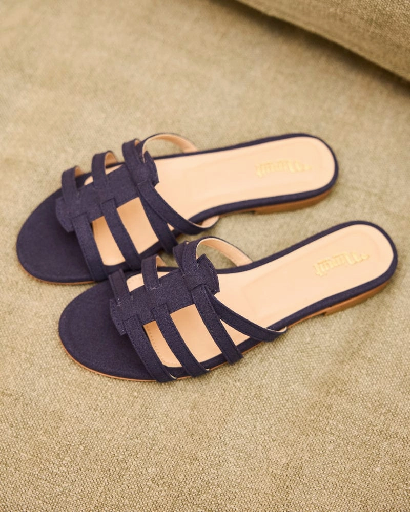 Sollacaro Vegan Suede Mule Sandals | Navy Blue