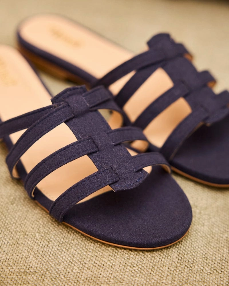 Sollacaro Vegan Suede Mule Sandals | Navy Blue