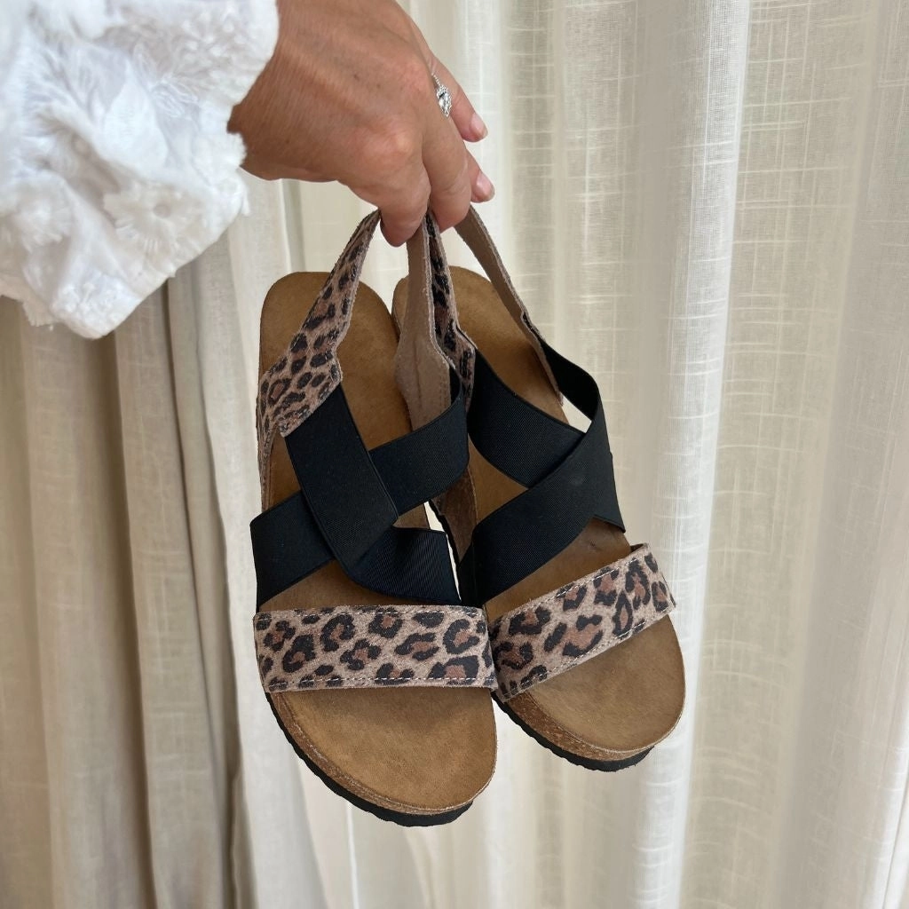 STACIA LEP. 22 - BROWN LEOPARD/BLACK ELASTIC