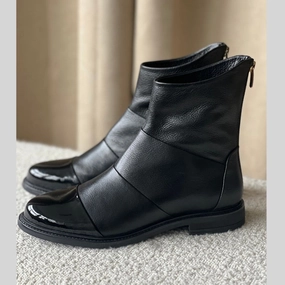 STEPHANIE - BLACK W/PATENT TOE