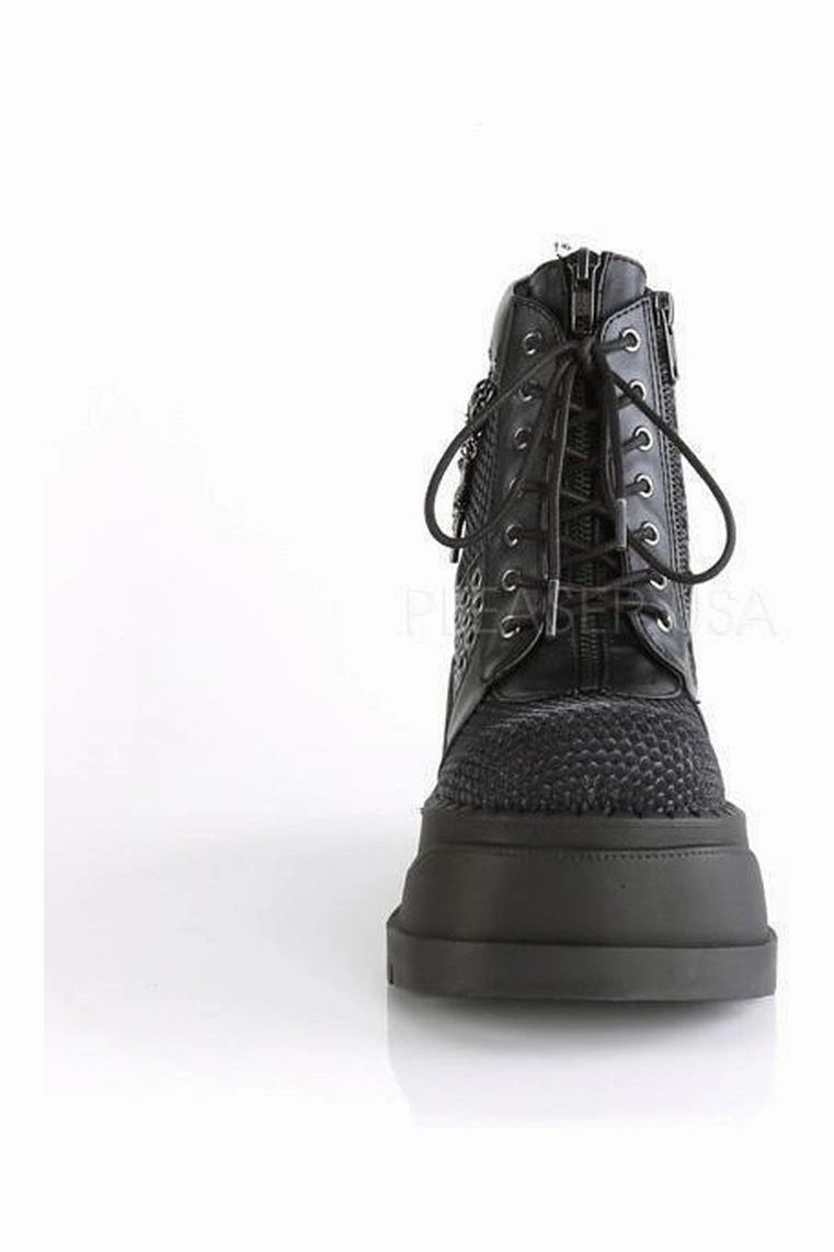 STOMP-18 Demonia Platform Boot | Black Faux Leather