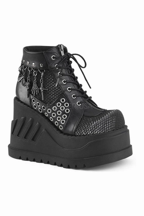 STOMP-18 Demonia Platform Boot | Black Faux Leather