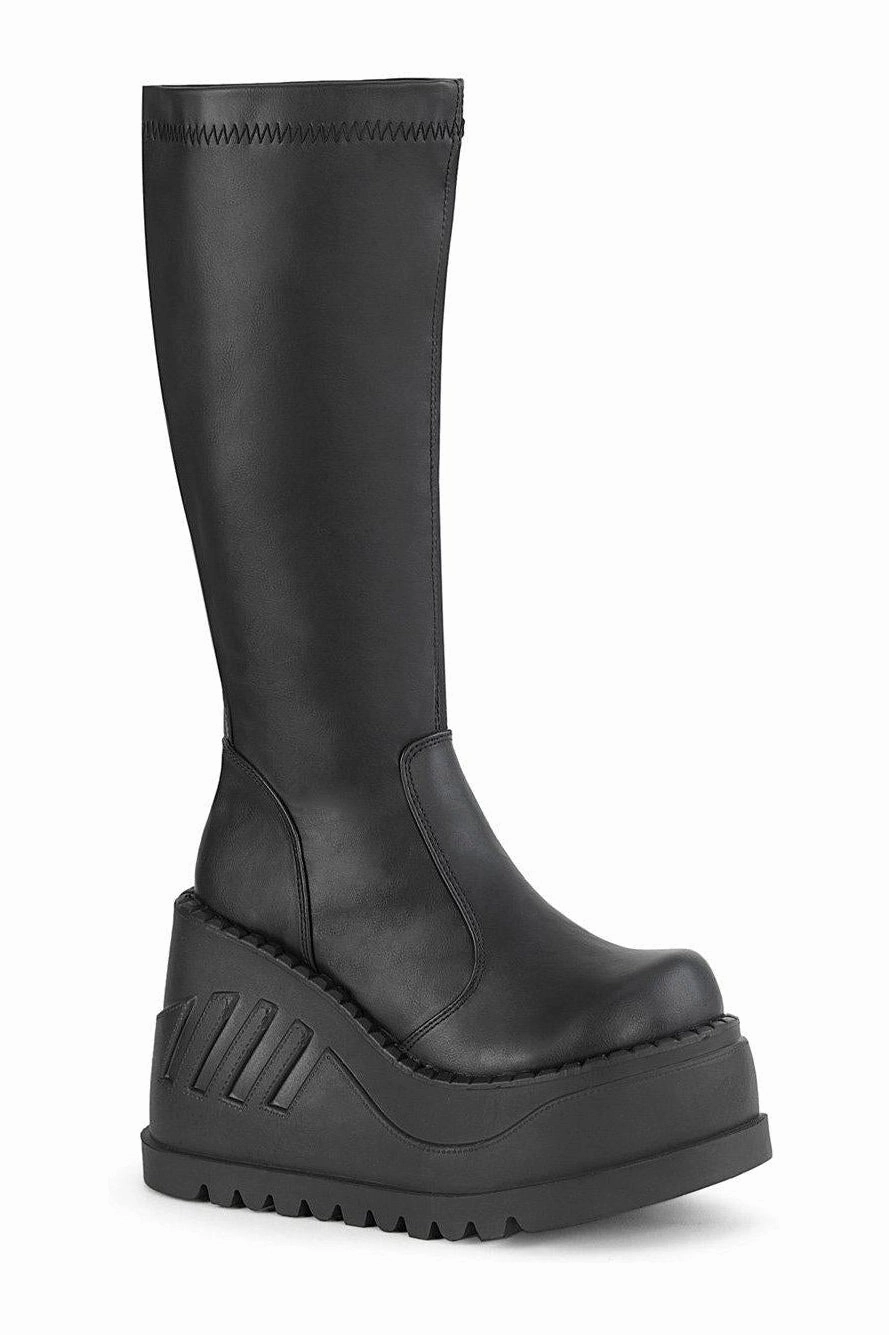STOMP-200 Knee Boot | Black Faux Leather