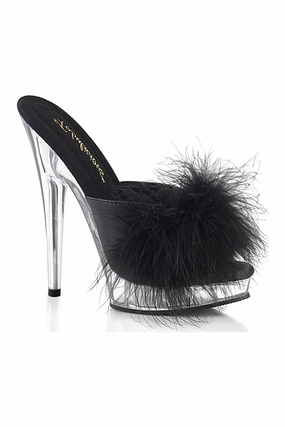 SULTRY-601F Slide | Black Faux Leather