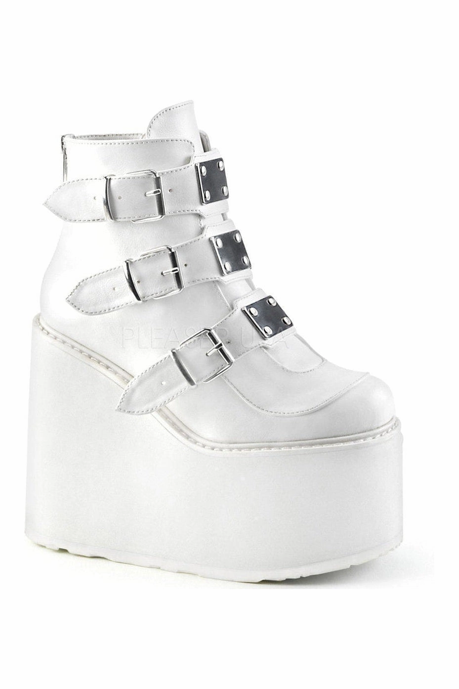 SWING-105 Demonia Platform Pump | White Faux Leather