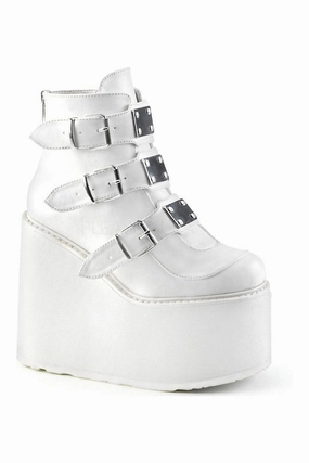 SWING-105 Demonia Platform Pump | White Faux Leather