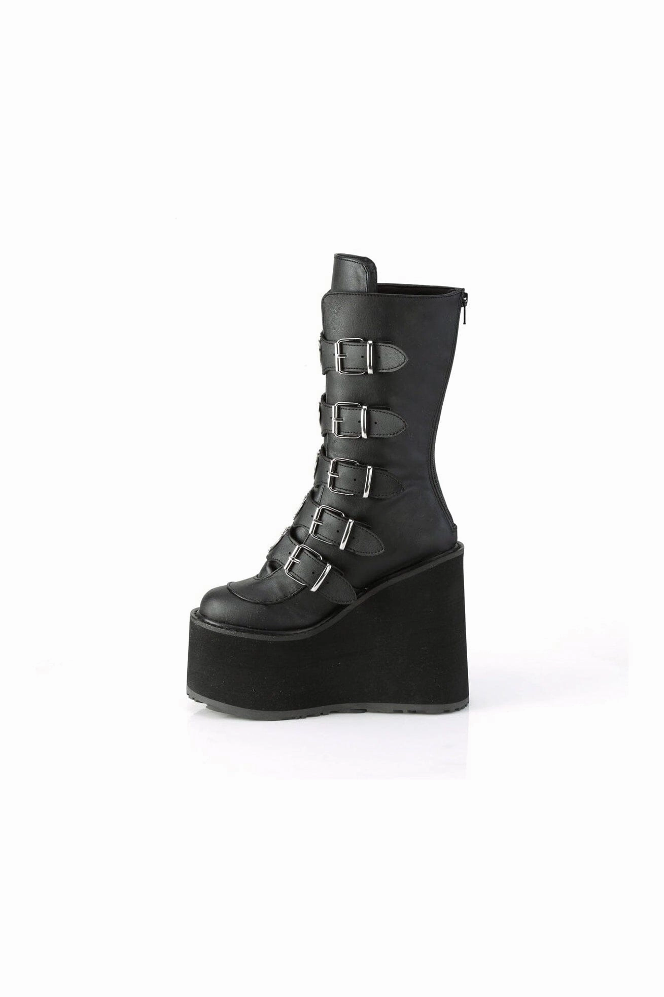 SWING-230 Black Vegan Leather Knee Boot