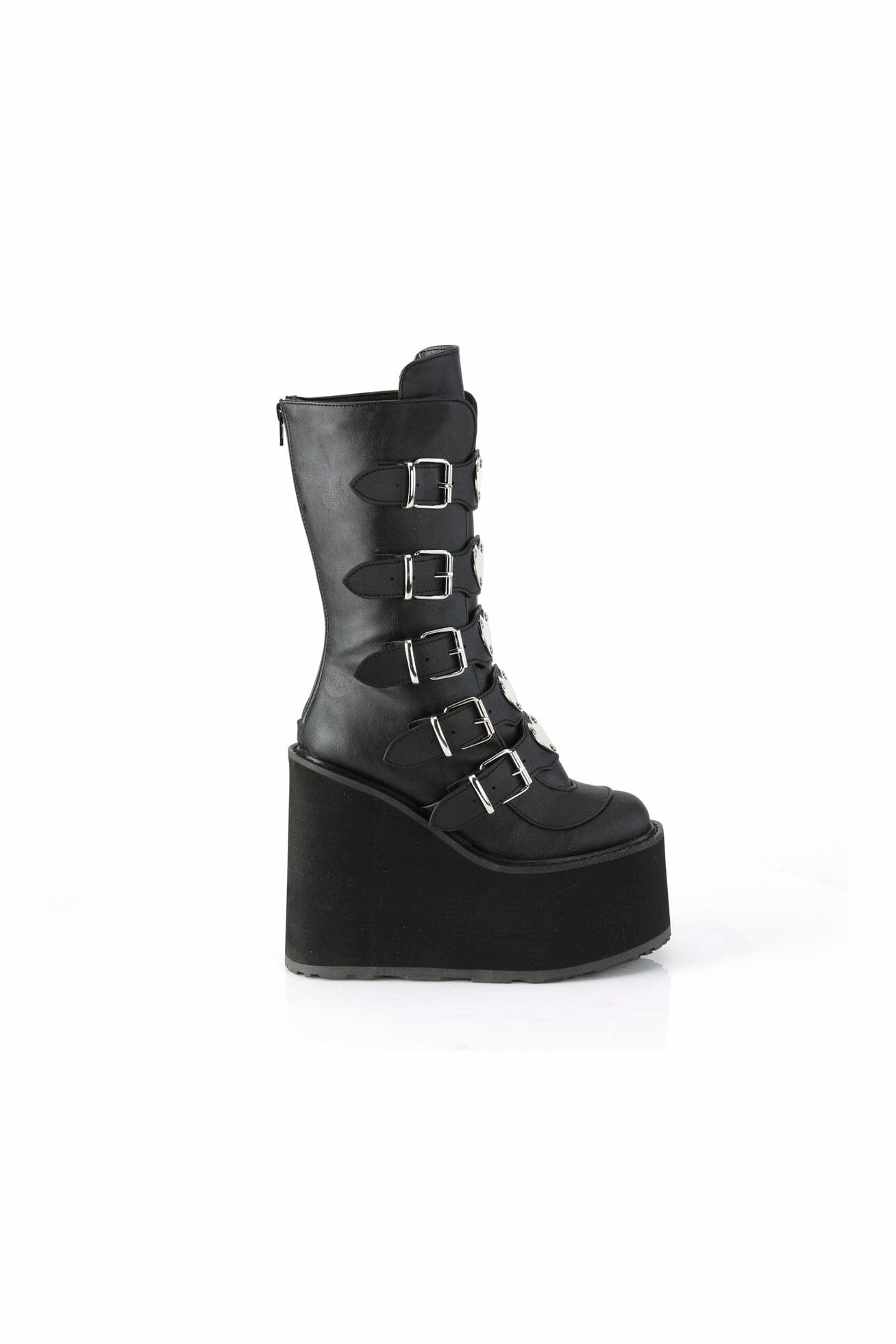SWING-230 Black Vegan Leather Knee Boot