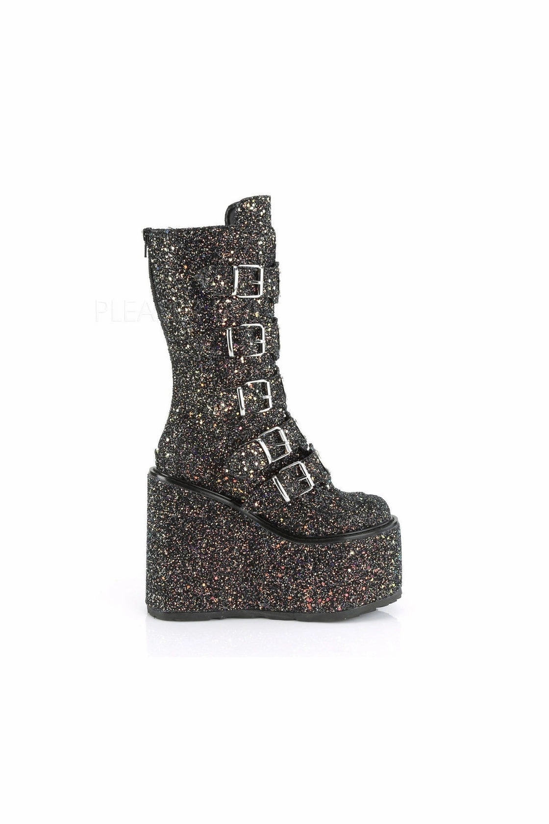 SWING-230G Demonia Knee Boot | Black Glitter