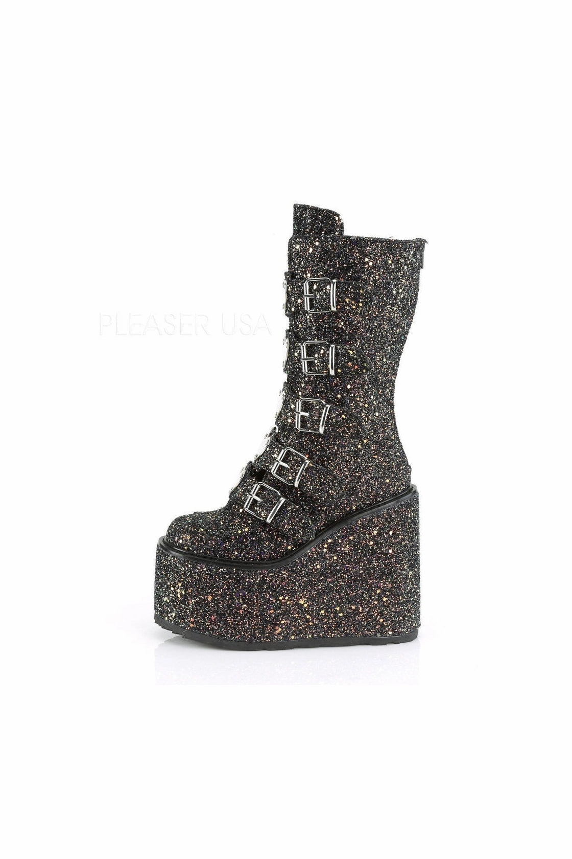 SWING-230G Demonia Knee Boot | Black Glitter