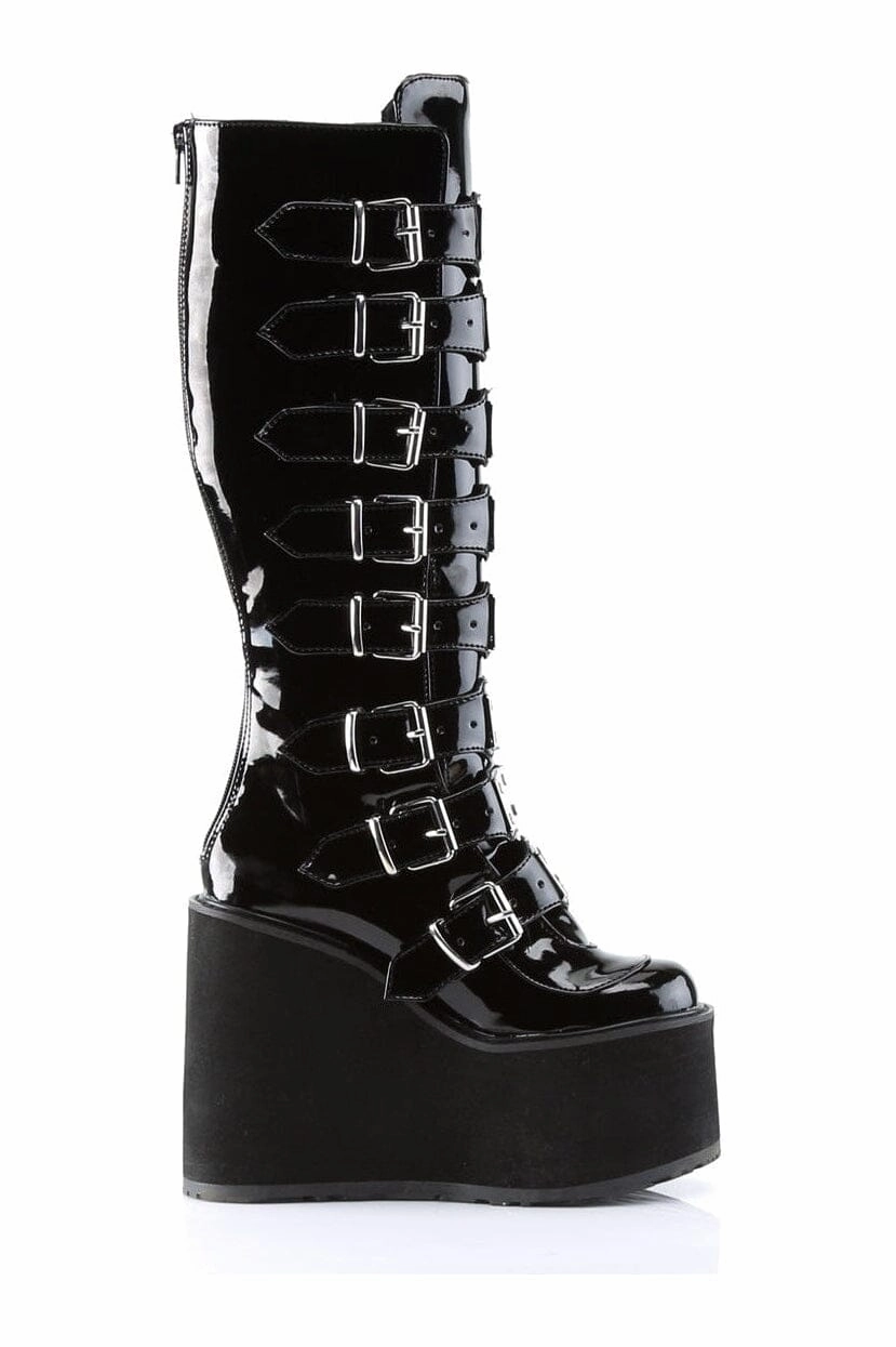 SWING-815 Black Patent Knee Boot