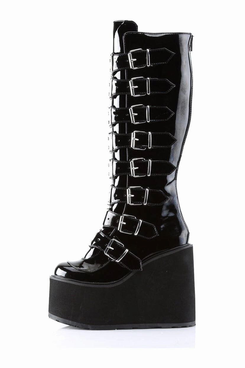SWING-815 Black Patent Knee Boot