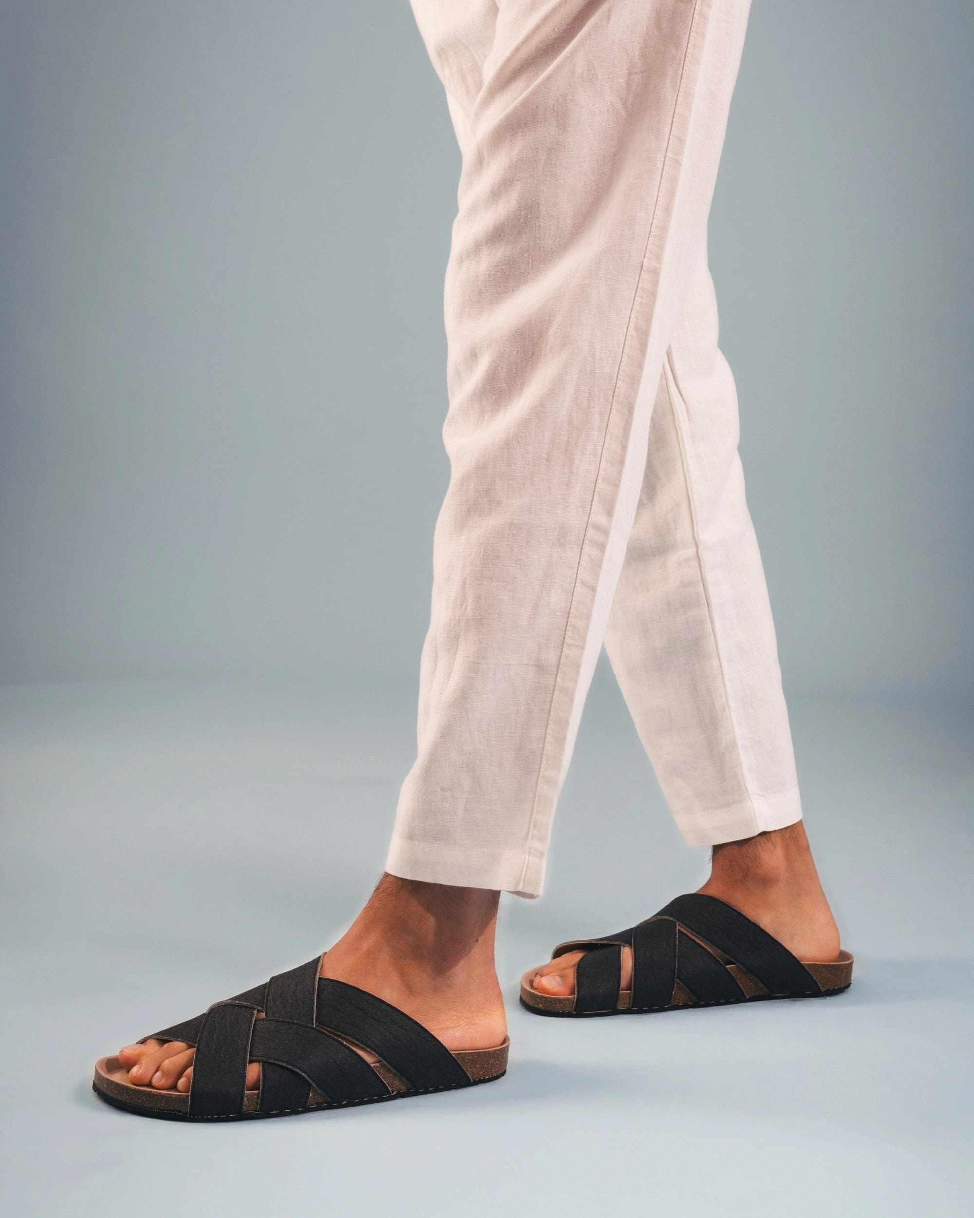 Tanna Unisex Piatex Vegan Leather Sandals | Black