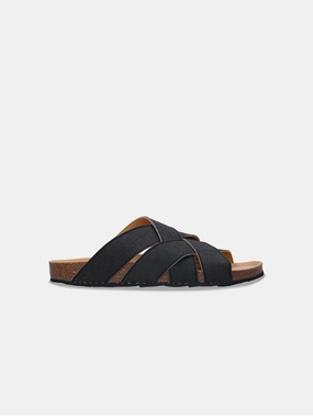 Tanna Unisex Piatex Vegan Leather Sandals | Black