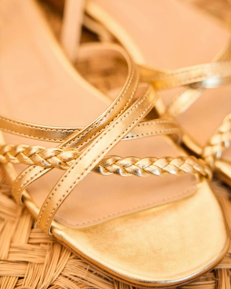 Taravo Vegan Leather Ankle Strap Sandals | Gold