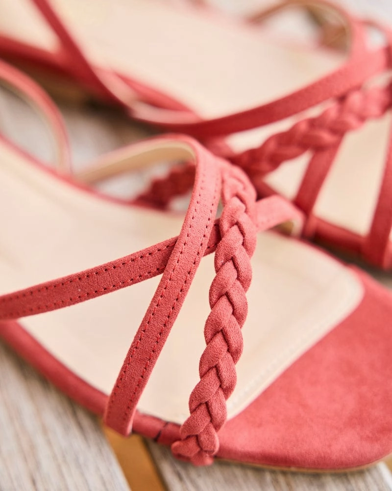 Taravo Vegan Suede Ankle Strap Sandals | Coral