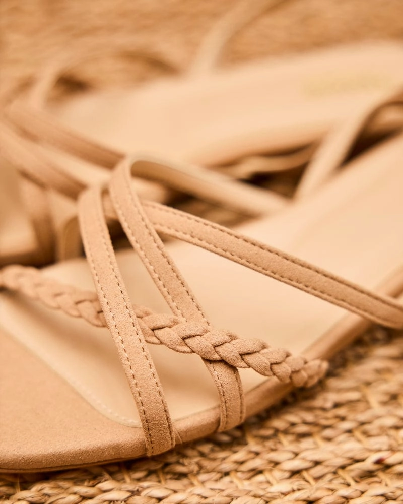Taravo Vegan Suede Ankle Strap Sandals | Latte
