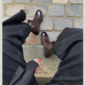 THE MAGIC BOOT - DARK BROWN W PATENT TOE