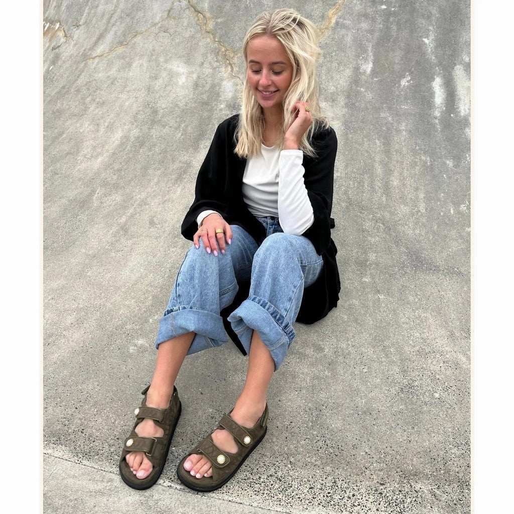 THE PEARL SANDAL - ARMY GREEN