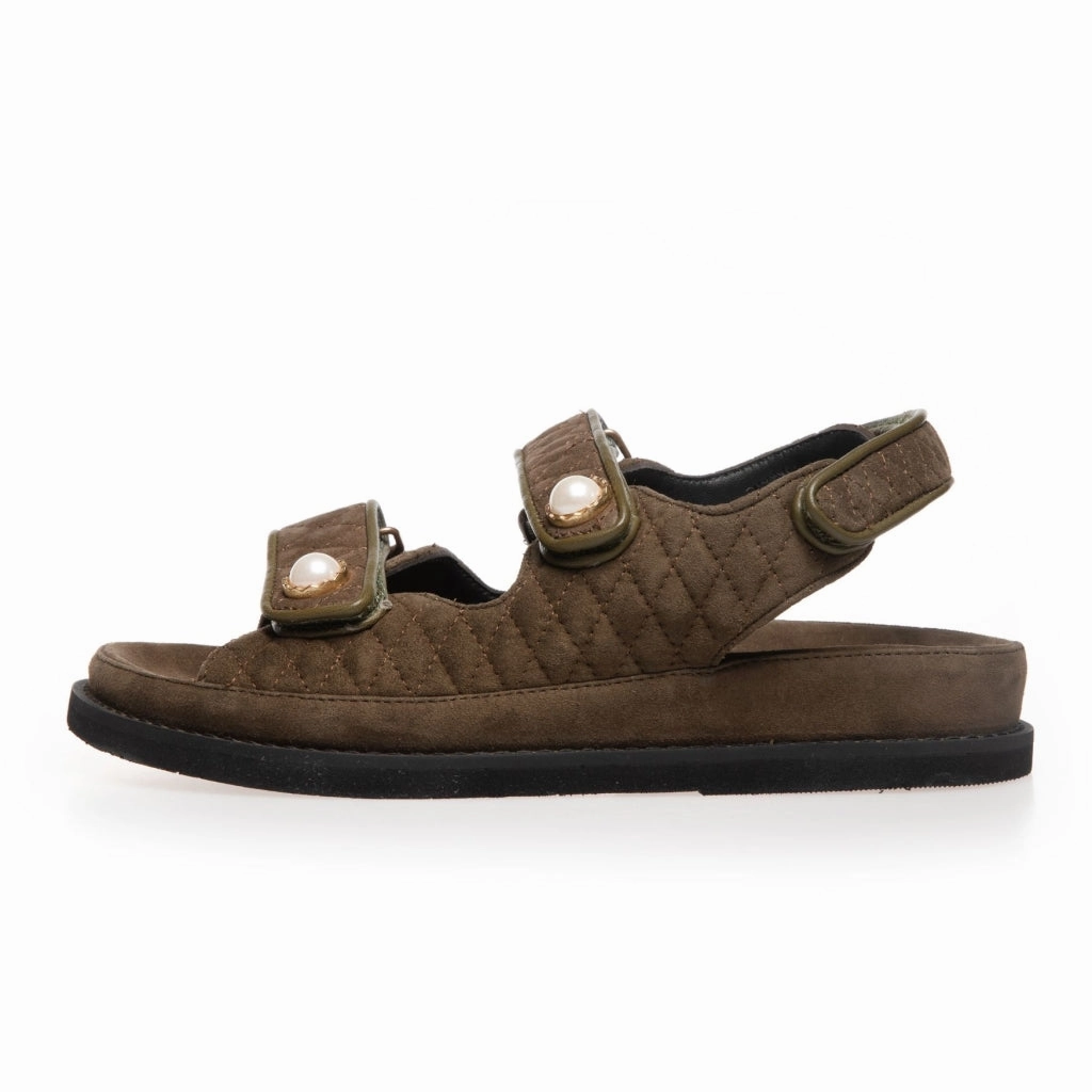 THE PEARL SANDAL - ARMY GREEN
