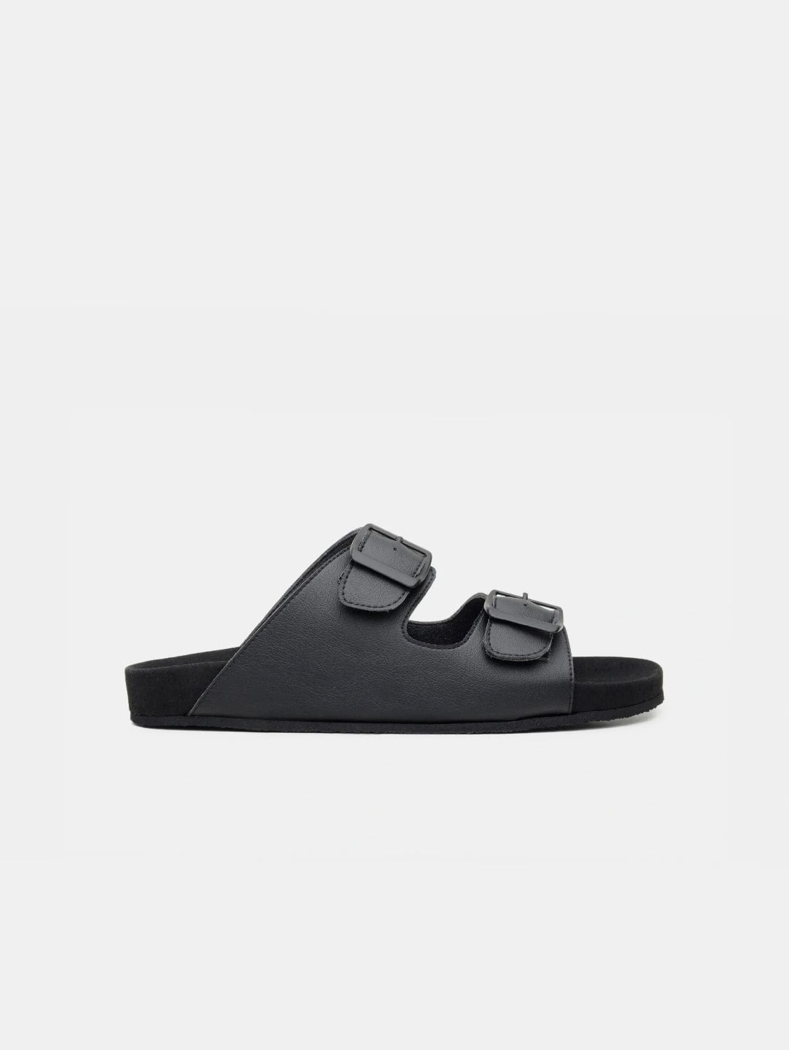 Truda Unisex Vegan Leather Two-Strap Sandals | Black