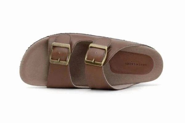 Truda Unisex Vegan Leather Two-Strap Sandals | Chestnut Brown