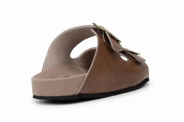Truda Unisex Vegan Leather Two-Strap Sandals | Chestnut Brown