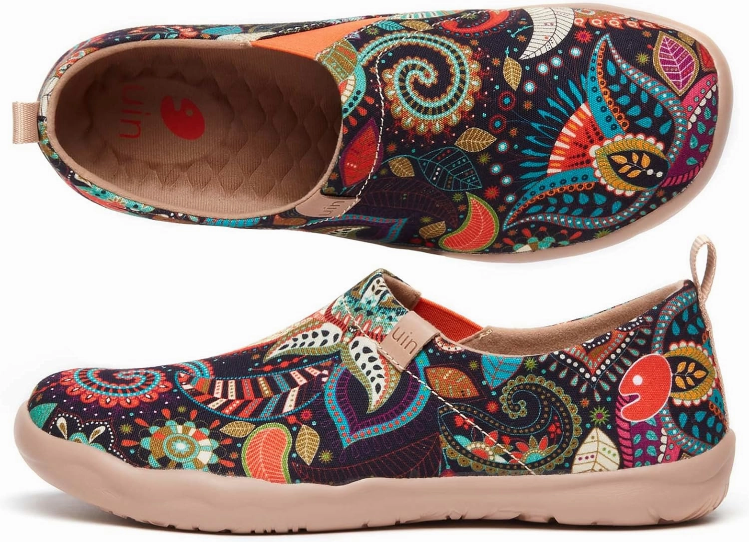 UIN Women's Blossom Slip On Shoes Colorful Comfortable Lightweight Art Travel Sneakers Casual Floral Stylish Everyday Loafers