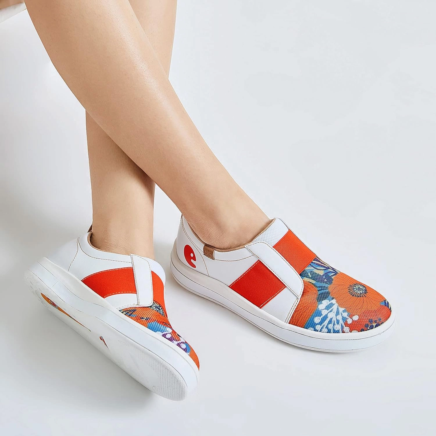 UIN Women's Fashion Sneakers Lightweight Walking Casual Slip Ons Art Painted Athletic Travel Skate Shoes Las Ramblas